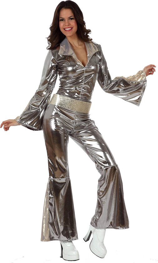 Disco jumpsuit zilver vrouw T-2 - Maat M-L | bol.com