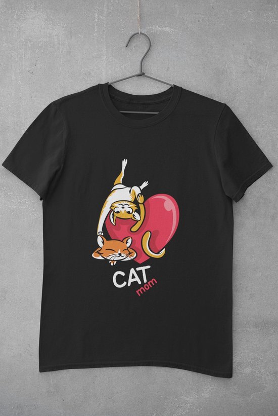 CAT MOM | Cadeau voor haar | Kat Shirt | Tee | Trendy | Grappig | Uniek | Katten Moeder | Vrouw Maat L
