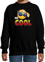 Funny emoticon sweater Mr.Cool zwart kids 7-8 jaar (122/128)