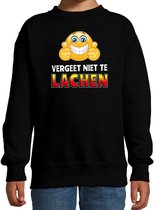 Funny emoticon sweater Vergeet niet te lachen zwart kids 14-15 jaar (170/176)