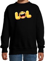 Funny emoticon sweater LOL zwart kids 9-11 jaar (134/146)