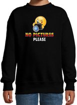 Funny emoticon sweater No pictures please zwart kids 7-8 jaar (122/128)
