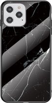 Apple iPhone 12 / 12 Pro Hoesje Hybride Back Cover Zwart Marmer