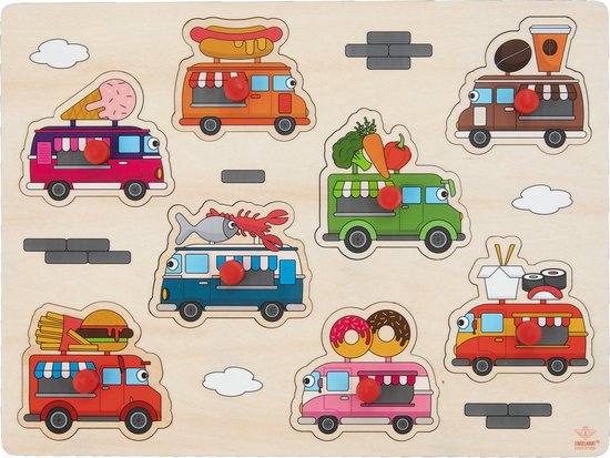 Houten puzzel – 8 foodtrucks – Engelhart
