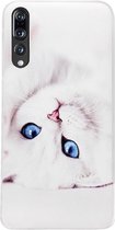 ADEL Siliconen Back Cover Softcase Hoesje Geschikt voor Huawei P20 Pro - Kat Wit