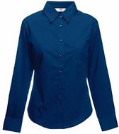 Fruit Of The Loom Vrouwen Dames-Fit poplin Overhemd Lange Mouwen (Marine)