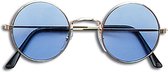 Toppers Ronde John Lennon vorm verkleed bril blauw - Sixties/hippie/flower power verkleed accessoire volwassenen