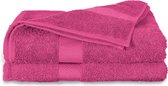 Twentse Damast Luxe Katoenen Badstof Handdoeken - Badlaken - 2 stuks - 60x110 cm - Fuchsia Roze