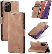 CaseMe - Hoesje geschikt voor Samsung Galaxy Note 20 - Wallet Book Case - Magneetsluiting - Bruin