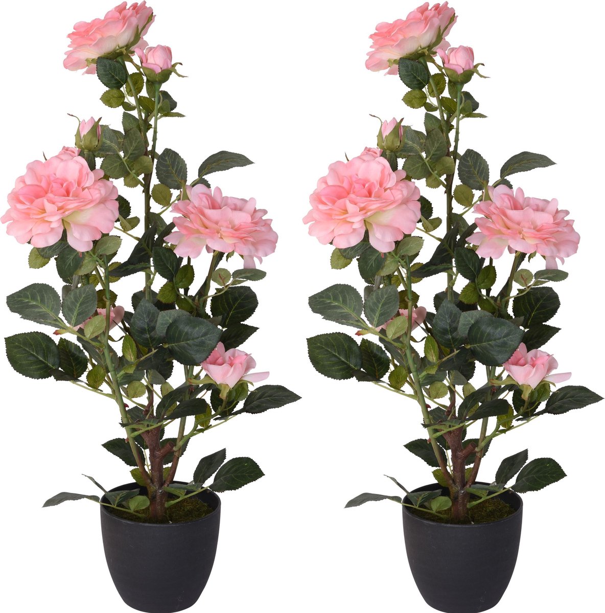 Klaar verbannen Ontdekking 2x Groene kunst planten met roze rozen in pot 70 cm - Woondecoratie/accessoires  -... | bol.com