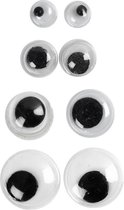 120x Wiebel oogjes/googly eyes 4-6-8-10 mm - Plastic beweegbare oogjes - Hobby/knutselmateriaal