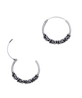Oorbellen dames | Oorring/oorringen | Zilveren Bali hoops, slingermotiefjes, 20 mm | WeLoveSilver