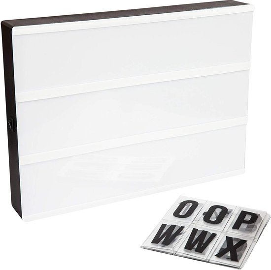 Cinema LightBox A4 LED - Letterbord met Licht - Inclusief 84 Letters - Zwart
