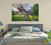 Dinosaurus T-Rex in grasland - Foto op Canvas - 60 x 40 cm