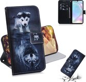 Wolf and Dog Pattern Gekleurde tekening Horizontale leren Flip Case voor Huawei P30, met houder & kaartsleuven & portemonnee