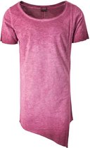 Urban Classics Heren Tshirt -S- Asymetric Long Spray Dye Rood