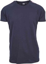 Urban Classics Heren Tshirt -S- Stripe Shoulder Raglan Blauw