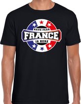 Have fear France is here t-shirt met sterren embleem in de kleuren van de Franse vlag - zwart - heren - Frankrijk supporter / Frans elftal fan shirt / EK / WK / kleding XL