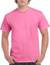 Set van 2x stuks roze katoenen shirts voor volwassenen/heren - Midden roze - 100% katoen - 200 grams kwaliteit, maat: XL (42/54)