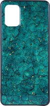 Shop4 - Samsung Galaxy A51 Hoesje - Zachte Back Case Marmer en Goud Flakes Groen