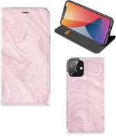 Flip Case Geschikt voor iPhone 12 | Geschikt voor iPhone 12 Pro Smart Cover Marble Pink