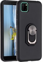 Huawei Y5p Siliconen Kickstand Cover Zwart