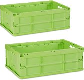 Relaxdays 2 x transportkrat in set - boodschappenkrat elk 40 liter - stapelbaar - groen