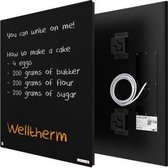 Welltherm 370 Watt krijtbord infrarood verwarmingspaneel  Zwart Satijn Glas 60 x 60 cm