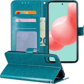Samsung Galaxy A51 Hoesje Book Case Cover Lederlook Hoes - Turquoise