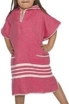 Kinder Strandponcho Hamam Fuchsia - 8-9 jaar - - jongens/meisjes/unisex pasvorm - poncho handdoek voor kinderen met capuchon - zwemponcho - badcape - badponcho