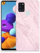 Smartphone hoesje Geschikt voor Samsung Galaxy A21s Leuk Hoesje Marble Pink