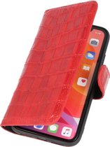 Bestcases Krokodil Handmade Leer Booktype Telefoonhoesje iPhone 11 Rood