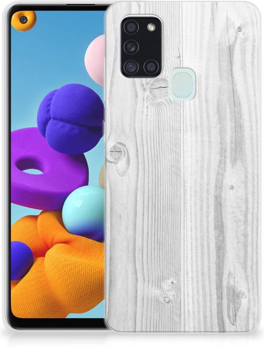 Samsung Galaxy A21s Bumper Hoesje White Wood