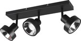 LED Plafondspot - Trion Leonida - GU10 Fitting - 3-lichts - Rechthoek - Mat Zwart - Aluminium - BES LED