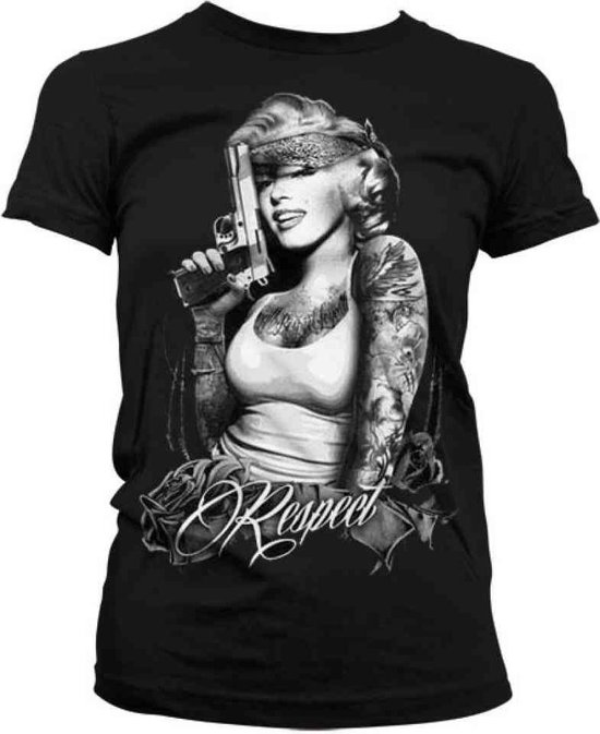 Marilyn Monroe Dames Tshirt -M- Monroe Respect Zwart