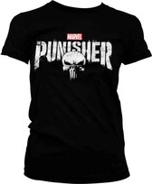 Marvel The Punisher Dames Tshirt -L- Distressed Logo Zwart