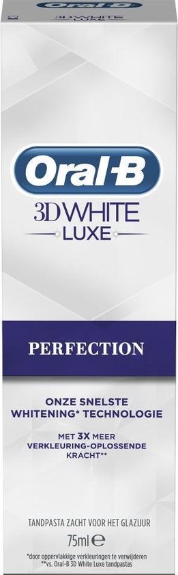 tekort bericht aspect Oral-B 3D White Luxe Perfection - 75 ml - Tandpasta | bol.com