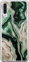 Samsung A70 hoesje siliconen - Groen marmer / Marble | Samsung Galaxy A70 case | groen | TPU backcover transparant