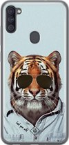 Samsung A11 hoesje siliconen - Tijger wild | Samsung Galaxy A11 case | blauw | TPU backcover transparant