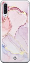 Samsung A70 hoesje siliconen - Marmer roze paars | Samsung Galaxy A70 case | paars | TPU backcover transparant