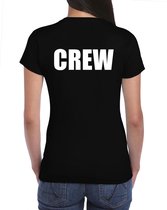 Crew t-shirt zwart voor dames - voor personeel / medewerkers - bedrukking aan voor- en achterkant - personeel shirt S