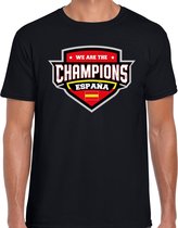 We are the champions Espana t-shirt met schild embleem in de kleuren van de Spaanse vlag - zwart - heren - Spanje supporter / Spaans elftal fan shirt / EK / WK / kleding 2XL