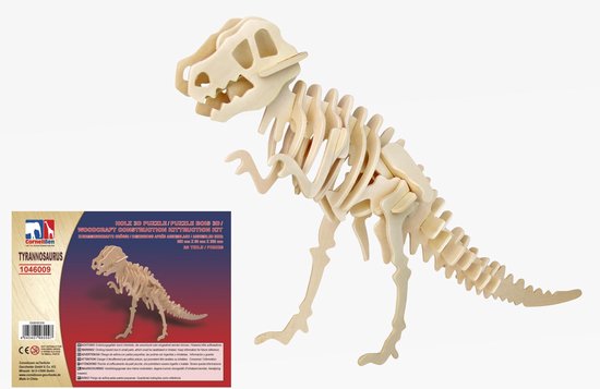 Houten dieren 3D puzzel T-rex dinosaurus vogel - Speelgoed bouwpakket 38,2 x 9 x 28,5 cm
