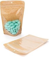 Stazakken Transparant/Kraft 13x8x20.5cm | 113 gram met rond ophanggat (100 stuks)