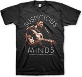 Elvis Presley Heren Tshirt -M- Suspicious Minds Zwart
