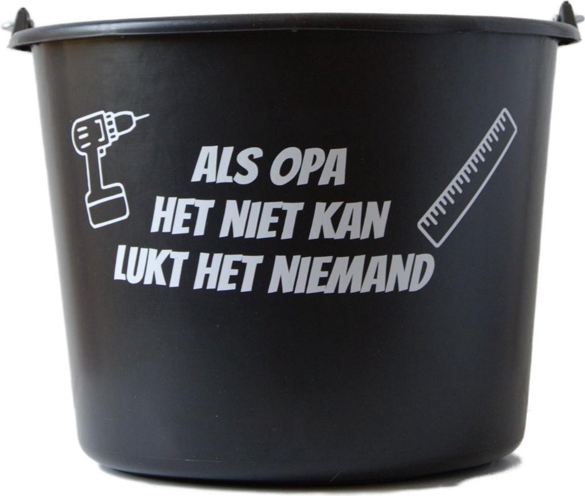 Goedkoopste Cadeau emmer – 12 liter – zwart – met tekst Als opa het niet kan lukt het niemand