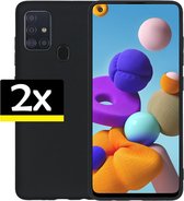 Samsung Galaxy A21s Hoesje Siliconen Case Hoes Cover Zwart - 2 stuks