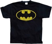 DC Comics Batman Heren Tshirt -M- Distressed Logo Zwart