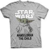 Star Wars Heren Tshirt -L- The Mandalorian - Mandalorian Child Grijs