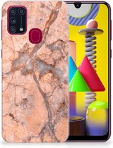Leuk Case Geschikt voor Samsung Galaxy M31 Telefoonhoesje Marmer Oranje